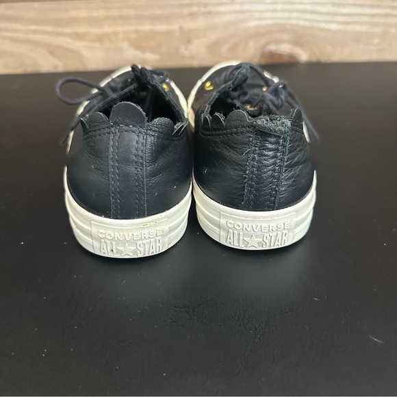 Converse All Star Low Ox Womens Sneakers Black Leather Gold-Egret Shoes Size 7 - Picture 9 of 9